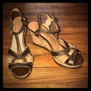 Brown wedge sandals